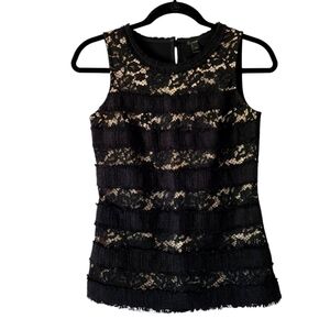 J. Crew Tweed‎ Lace and Fringe Sleeveless Blouse Size XXS